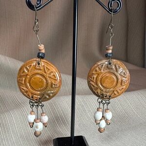 Bohemian Tan Dangle Earrings